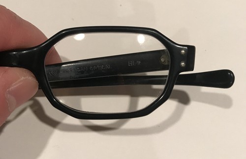 American Optical Vintage Brille achteckig oval schwarz Acetat mit neuen klaren Gläsern - Bild 2 von 11