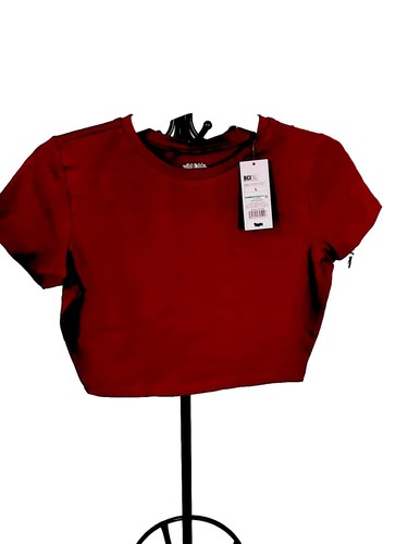 Women's Burgundy Short Sleeve Cropped T-Shirt Wild Fable™ Size L