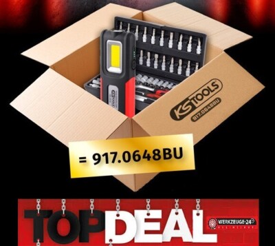 KS TOOLS 1/4'' Steckschlüssel-Satz, 48-tlg + Akku Mobile Werkstatt-Handlampe