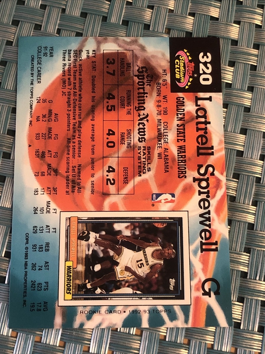 US盤BABYL サインカード付 SU-L ver. 1992-93 Stadium Club Latrell Sprewell #320 Rookie | eBay