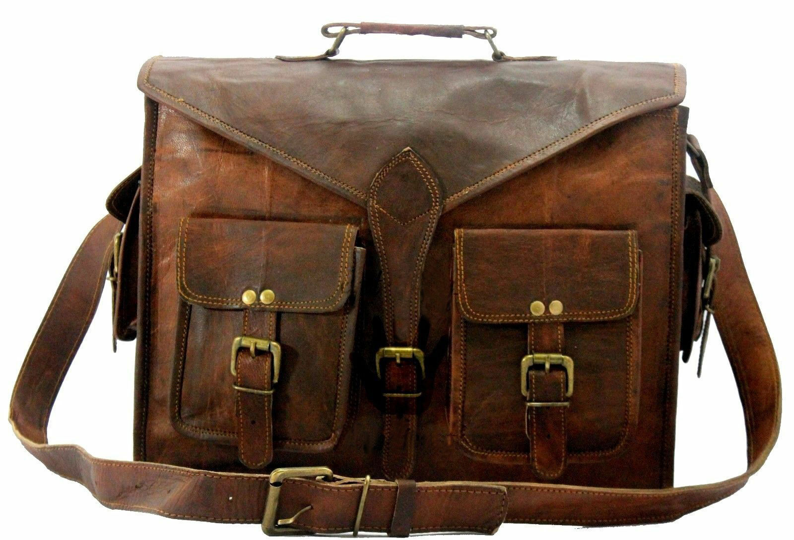 Men Genuine Leather Travel Handmade Messenger Laptop Case Briefcase Satchel Bag