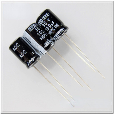ROE EKE series 100uF/35V electrolytic capacitors are suitable for audio systems