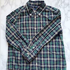 Ralph Lauren Boys Plaid Button Down Shirt Size 5 Navy Multicolor