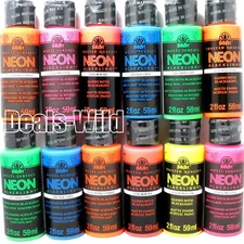 1 Neon Fluorescent Glow in Blacklight FolkArt Acrylic Paint Folk Art 2oz