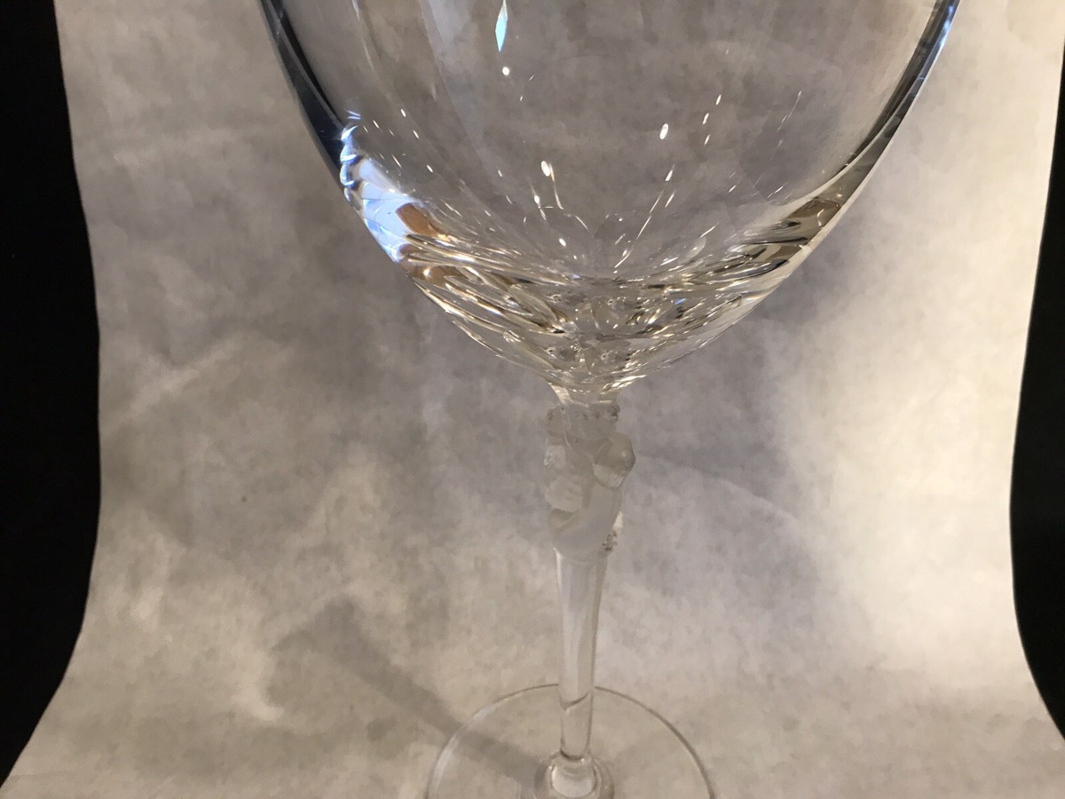 Lalique Crystal Roxanne 15 1/2” Tall Vase / Wine Goblet grape