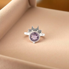 Amethyst Gemstone 925 Sterling Silver Statement Jewelry Ring Gift For Girlfriend