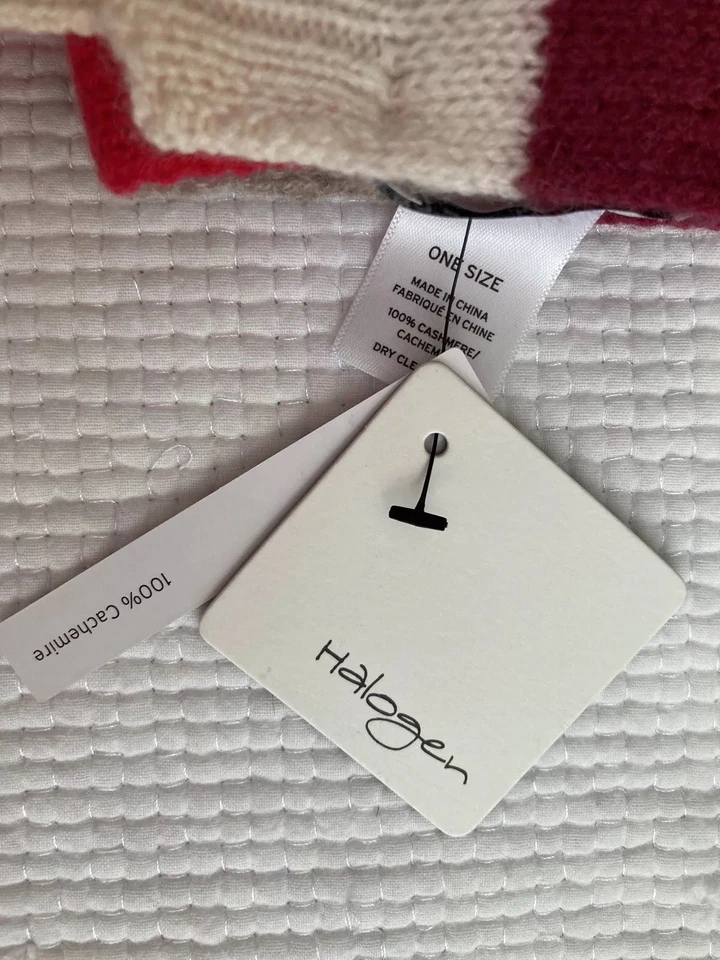 bufanda larga de cachemir a rayas rosa halógeno Foto 4 de 4