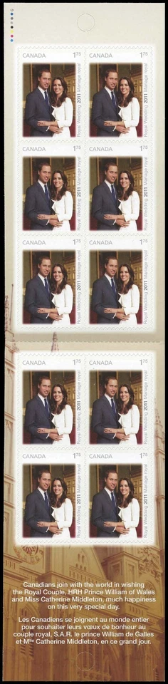 Canada Stamp - Bk of 10, Catherine Middleton & Prince William, #2467a, BK454 MNH - Image 2 of 2