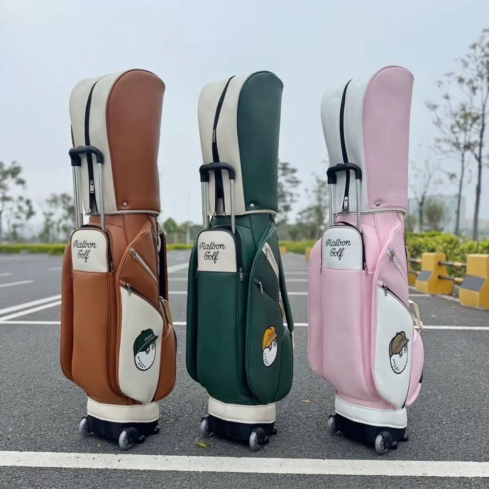 MALBON Golf Caddy Bags with Casters 2 Covers (3 Colors) Green