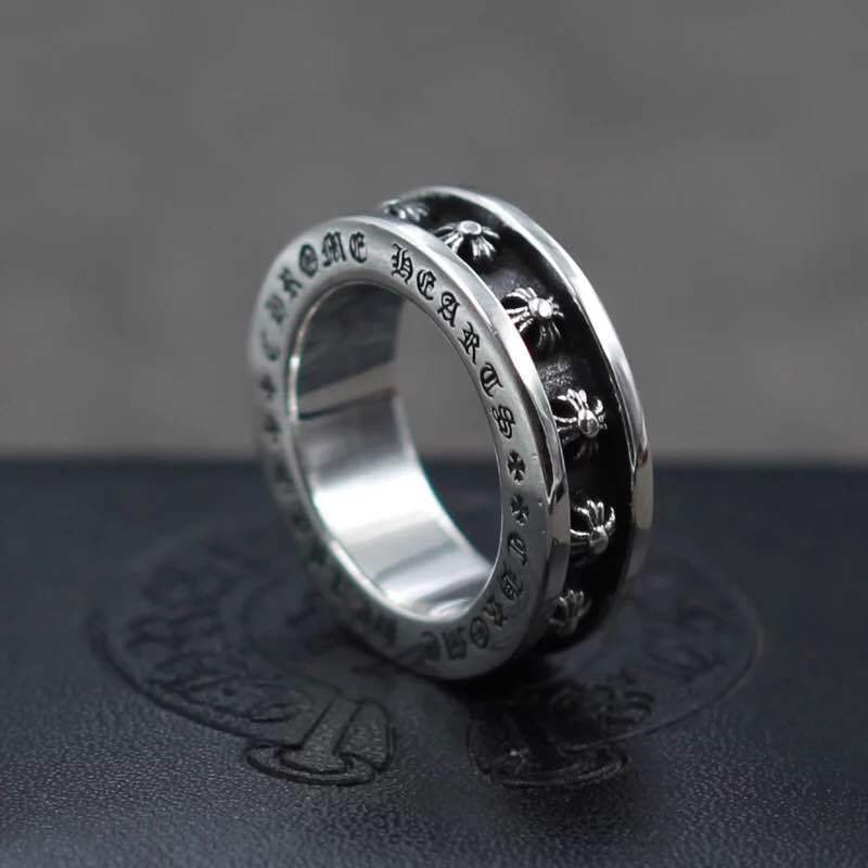 Authentic [Chrome Hearts] Ring - CH Silver Ch Punk Mini Thin Version