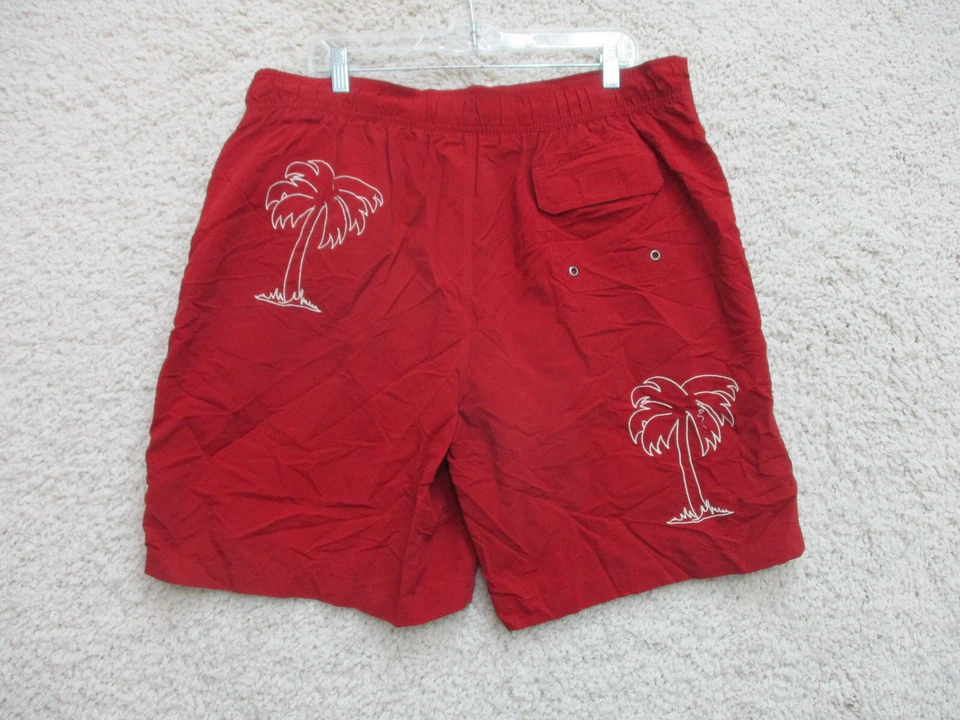 Карибские плавки шорты большие для взрослых красные доска сундуки карманы сетчатая подкладка мужские L - Изображение 4 из 4