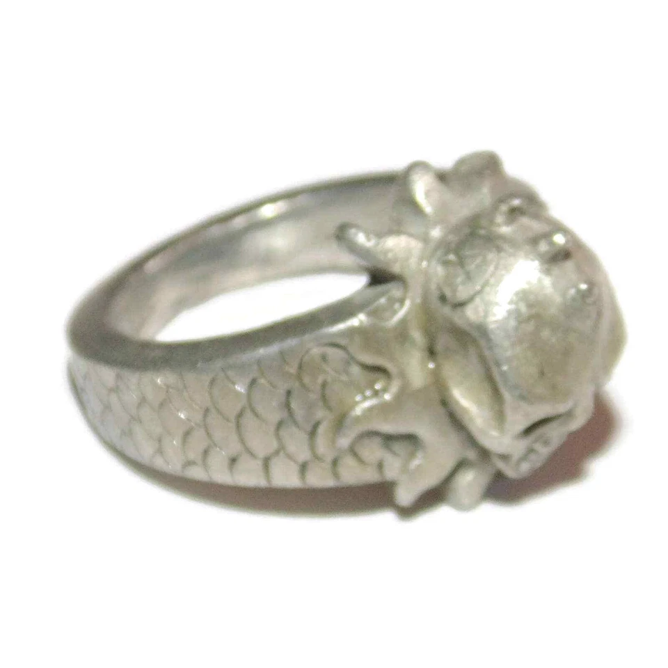 Anillo de motociclista balancín calavera de peltre pesado masivo patrimonio vintage para hombre talla 11,5 Foto 2 de 4