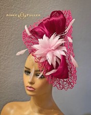 Kentucky Derby Fascinator Bridal Hat Hot Pink Fuchsia Berry Royal Ascot Holidays