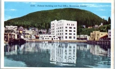 POST OFFICE Federal Building KETCHIKAN, Alaksa AK linen - Postcard