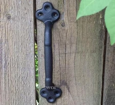 Large Black Cast Iron Gate Handle Fence Shed Barn Door Pull Metal Grip Hardware