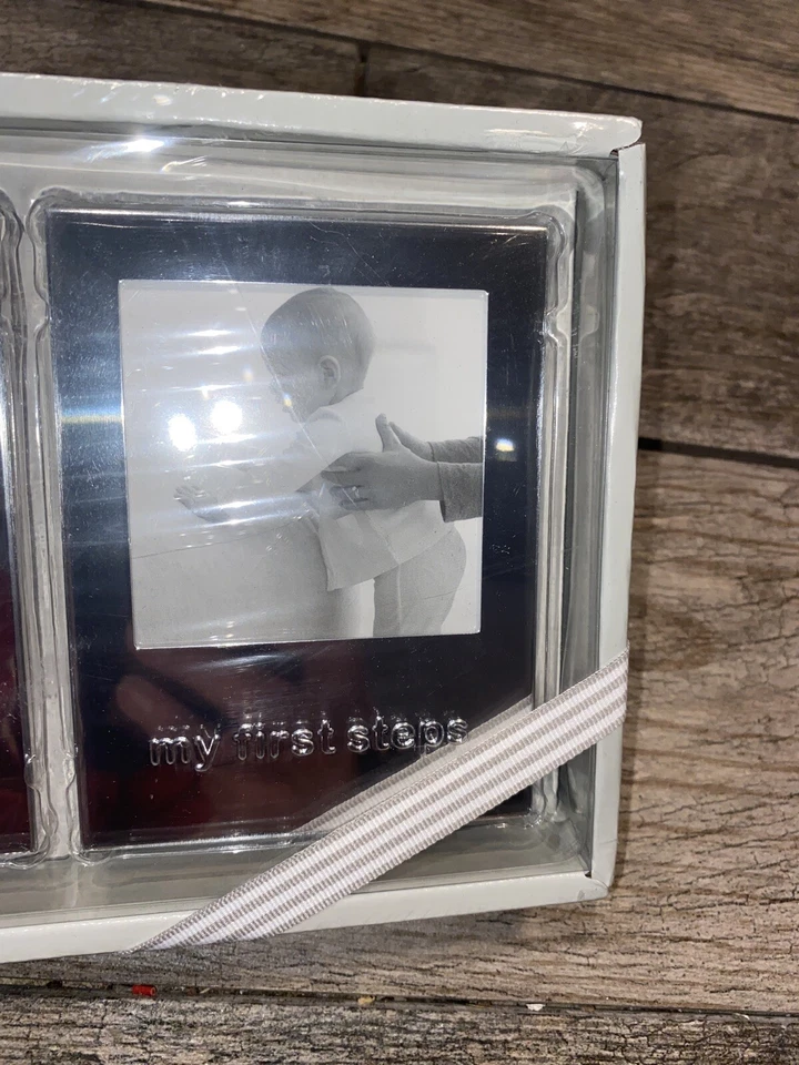 Juego de 3 marcos de fotos para guardería de bebé Carters nuevo en caja primer tono plateado del bebé Foto 4 de 4