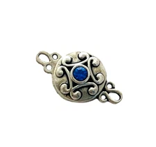 Sapphire Blue Rhinestone Birthstone Silver Magnetic Metal Bead Beading Clasp
