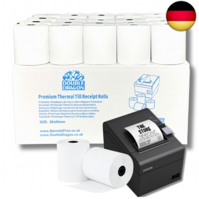 Double Dragon, 80 x 80 mm Premium Thermopapier Kassenrollen für EPOS-Drucker,