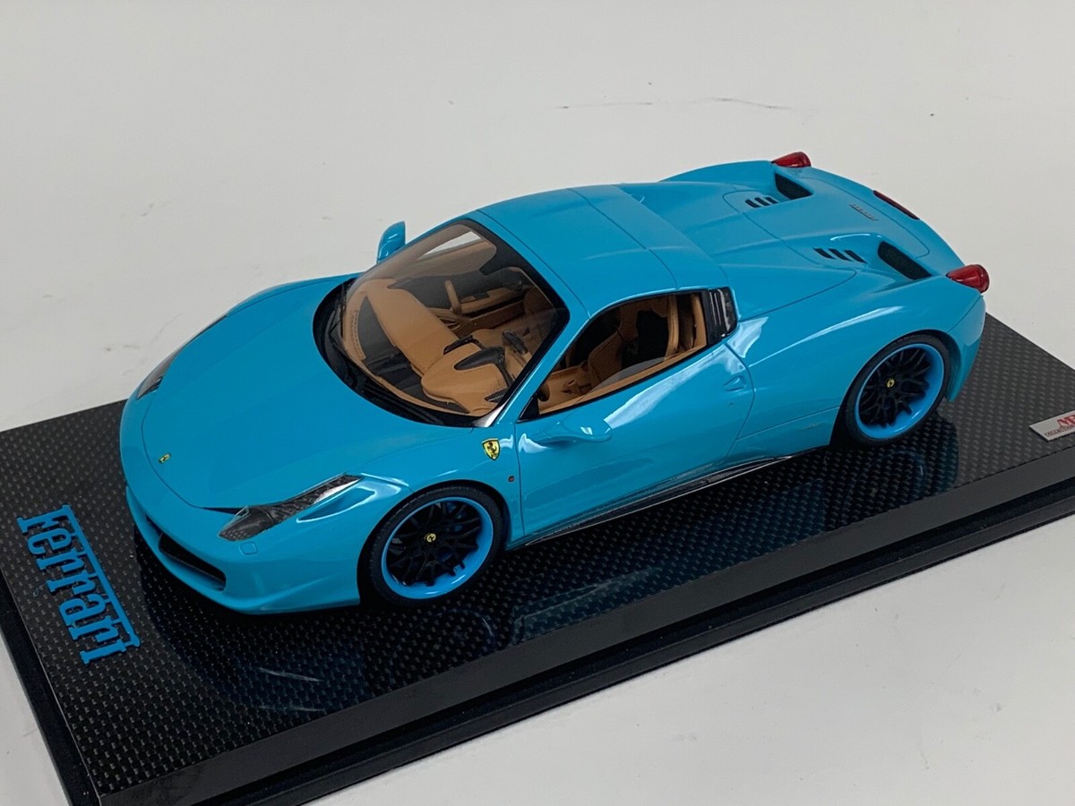 1/18 MR Collection Ferrari 458 Spider Hard Top Baby Blue Forgiato