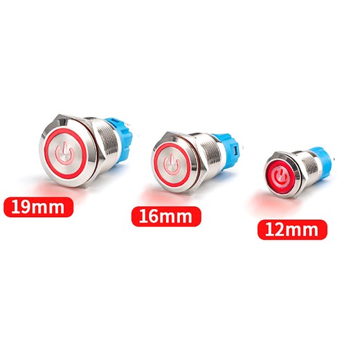 Smart Switch 3-6V/12-24V 12/16/19mm IP65 Steel LED Illuminated POWER Button - Picture 3 of 7