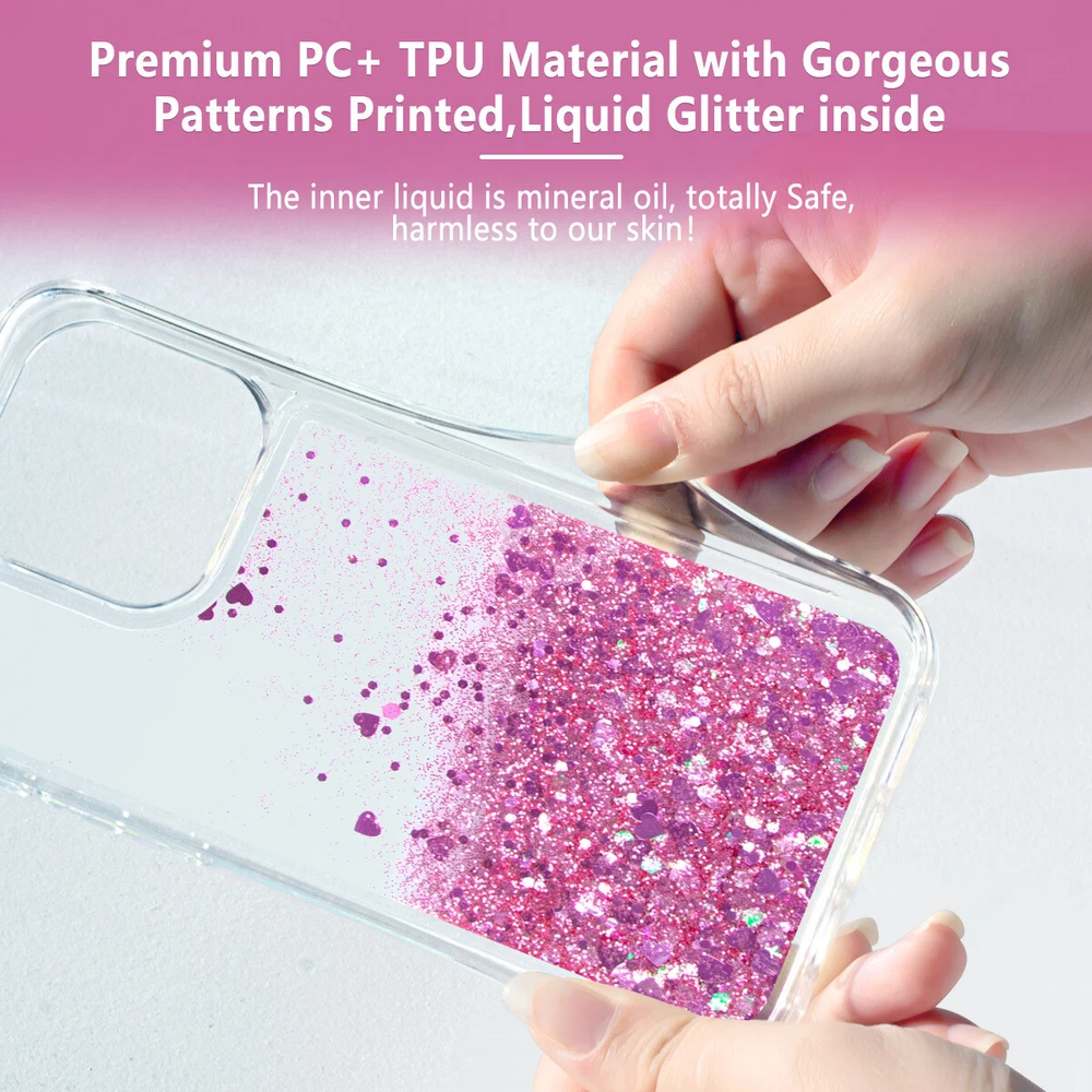 Glitter Clear Custom Phone Case for iPhone 12 13 14 15 16 Pro Max