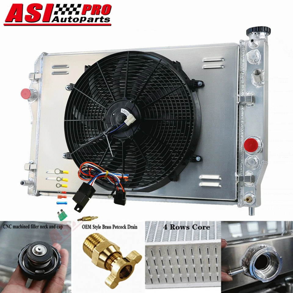 4 Row Aluminum Radiator Shroud Fan For 1993-2002 1996 Chevrolet Camaro 5.7L V8, Foto 2 de 4