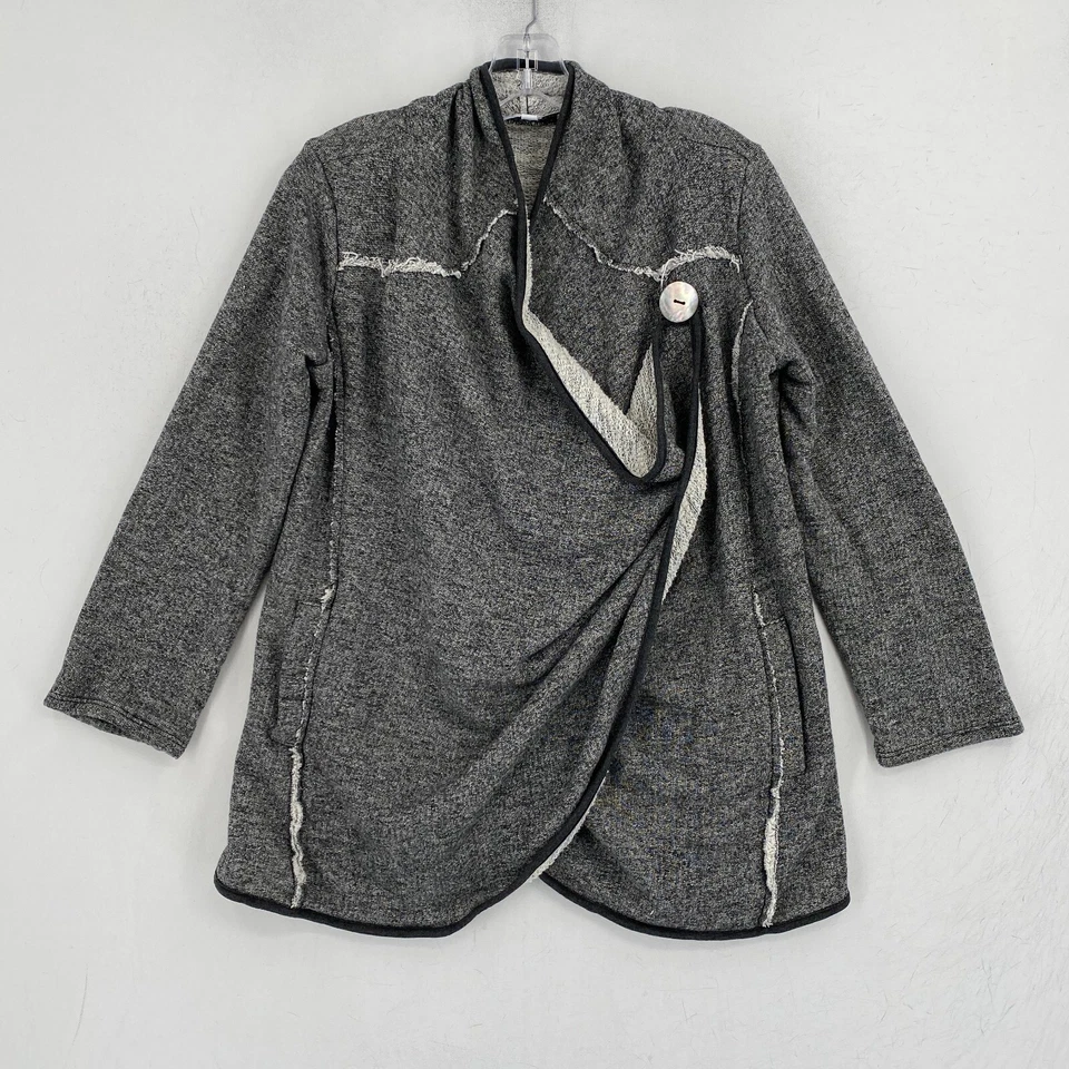 Neon Buddha Womens Wrap Open Cardigan Sweater Size XS Gray Oversized - Image 2 of 4