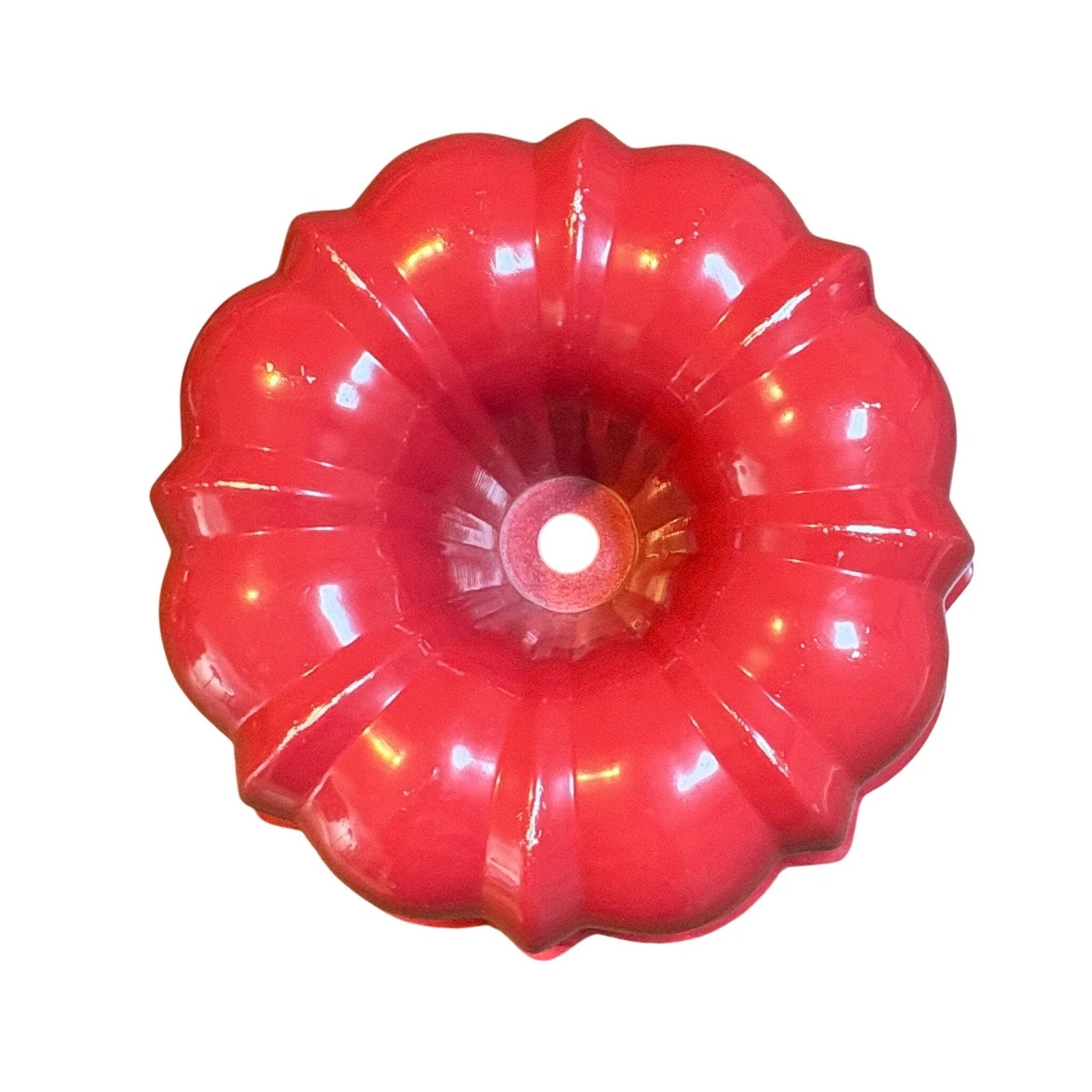 Vintage Nordic Ware Bundt Pan Red Fluted Cake Pan Aluminum USA Made