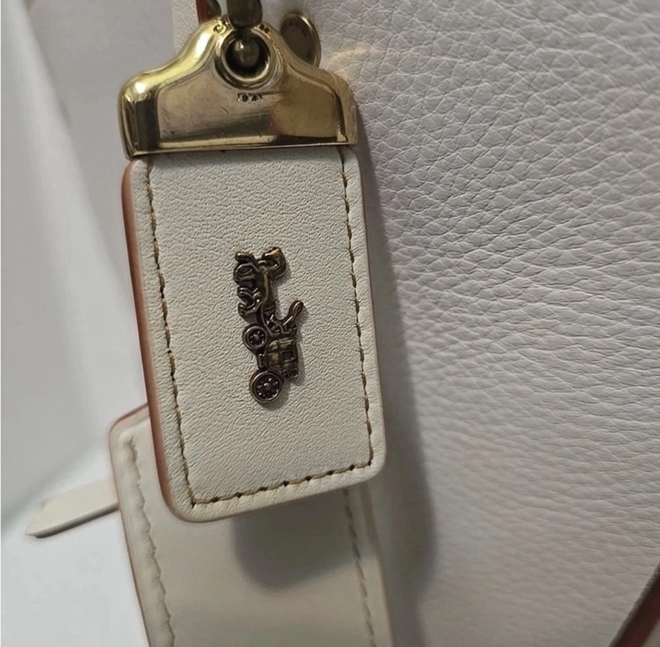 Bolso de Mano Coach 1941 Rogue 30 Chalk Primera Generación Blanco Negro Cuero Guijarro 1941 Foto 2 de 4