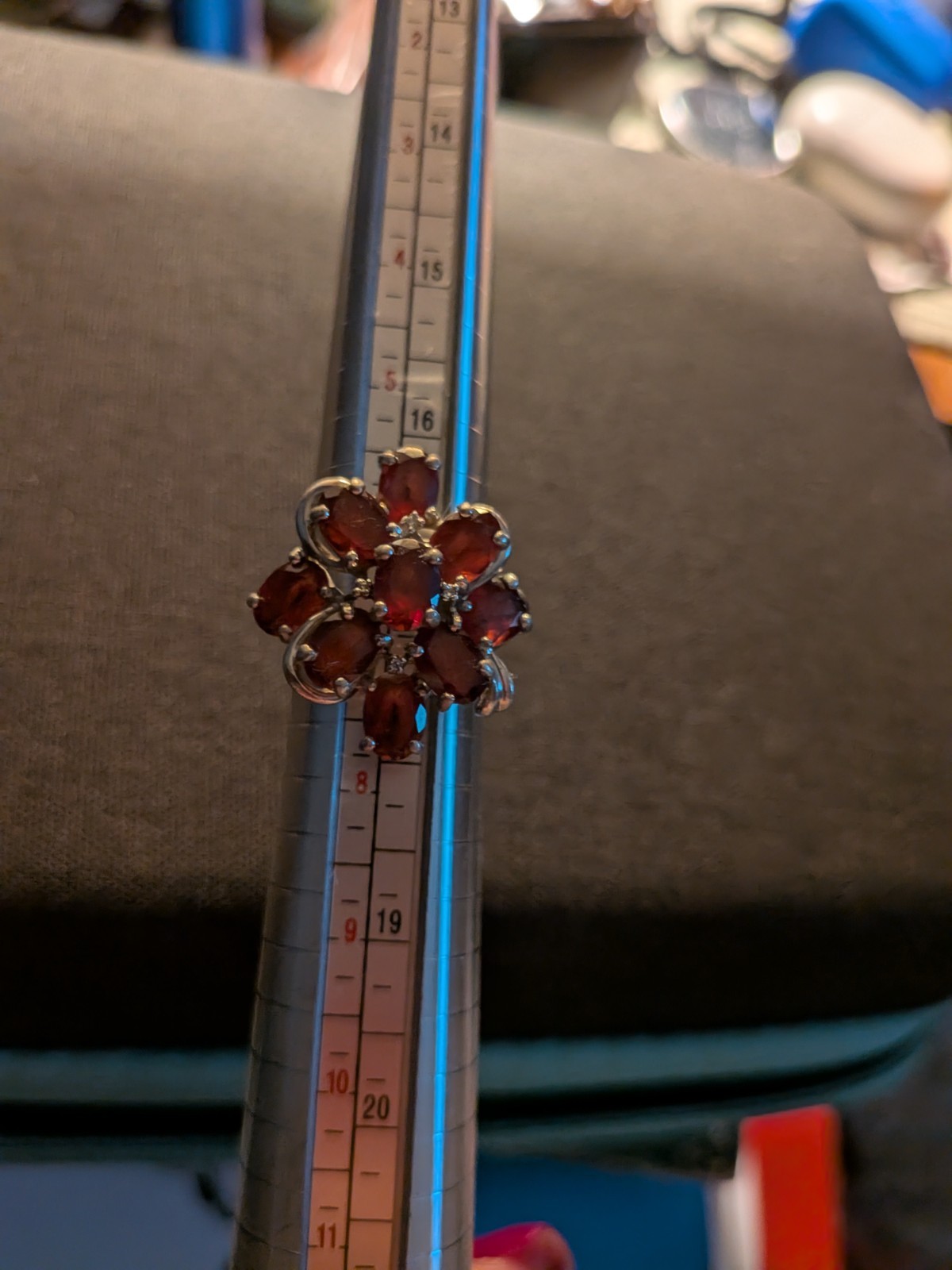 Garnet Cluster Ring 925.  Statement Ring - image 1