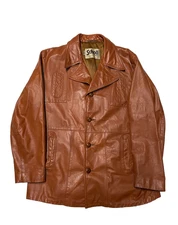 Schott Bros Leather Jacket Mens 46L Brown Sportswear Made USA