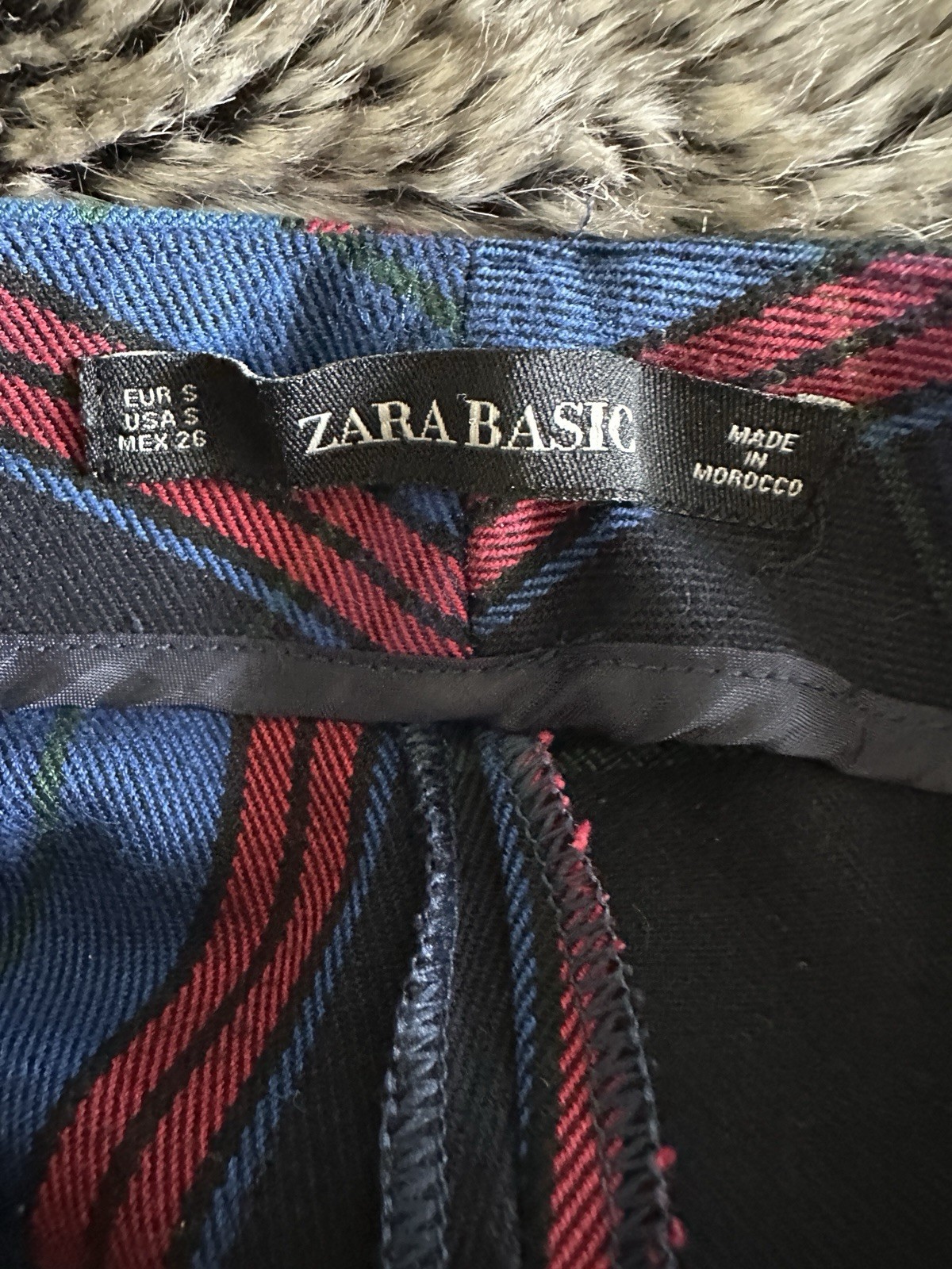 Zara Basic Women’s Red Plaid Pants With Zipper De… - image 5