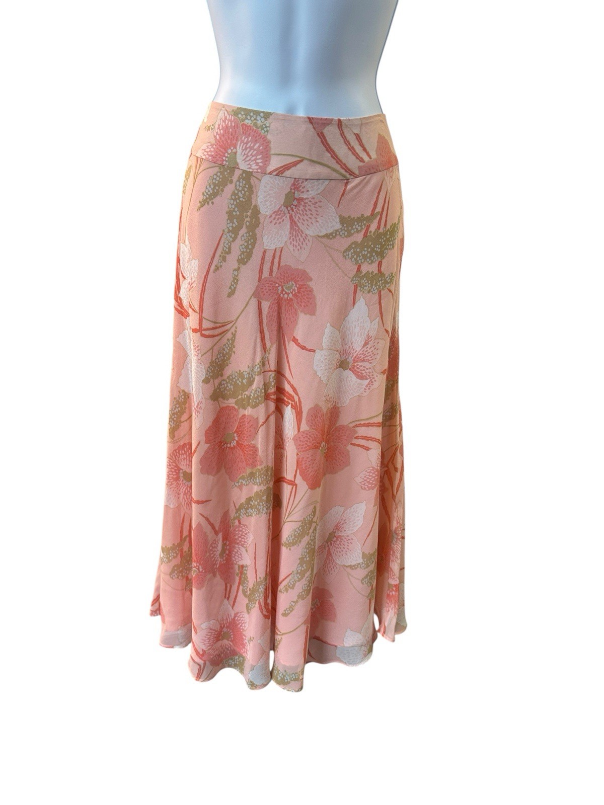 Pendleton NWT Silk Floral Skirt 10 Blush Pink Cottagecore Garden Party