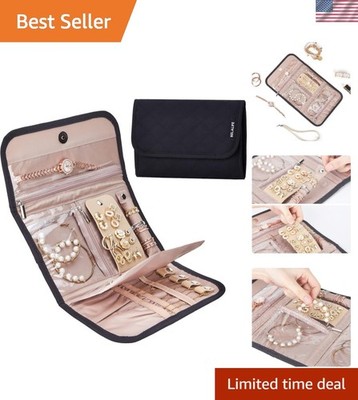 Belalife Medium Foldable Travel Jewelry Organizer   Elegant & Lightweight Bla...