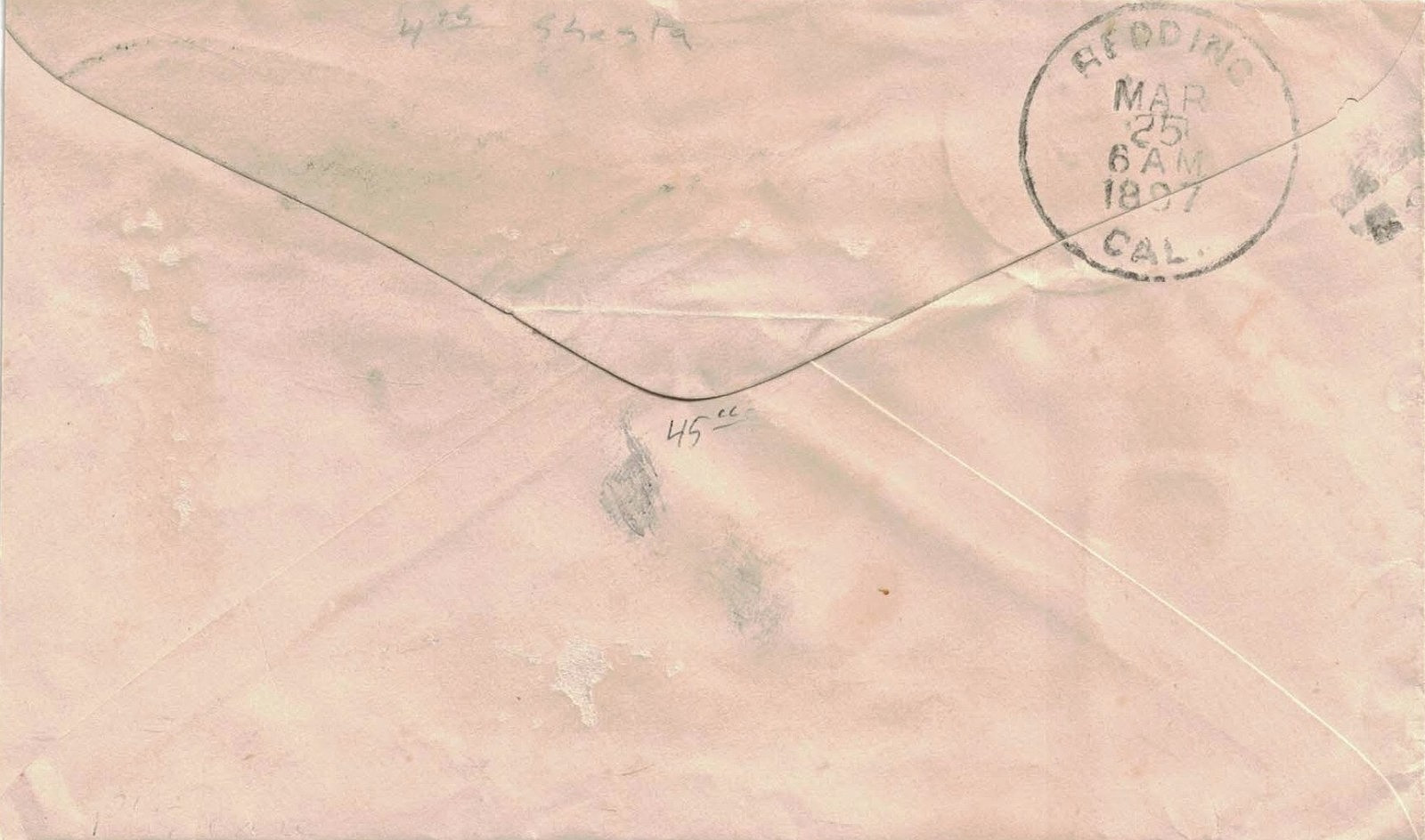 1897 Plateau, California Cancel on Registered Cover to Redding, CA -- Scarce DPO