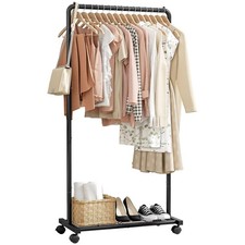 Clothing Rack with Storage Shelf Casters, Easy Assembly