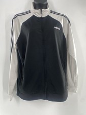 Adidas Jacket Men's XL Black 3 Striped Full Zip Track Athletic Sweatshirt Retro