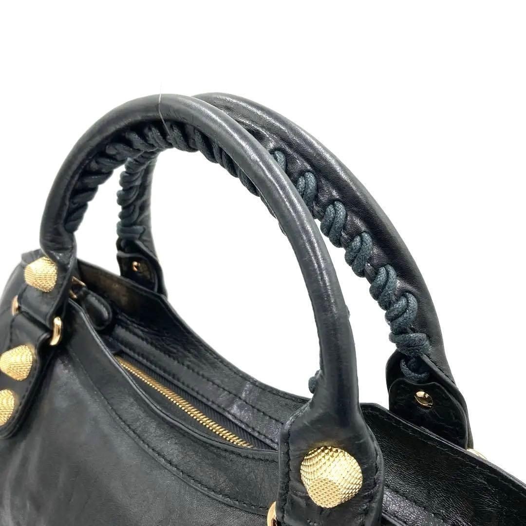 Balenciaga Giant City Black Leather 2Way Handbag Shoulder Bag Used Japan thumbnail 6