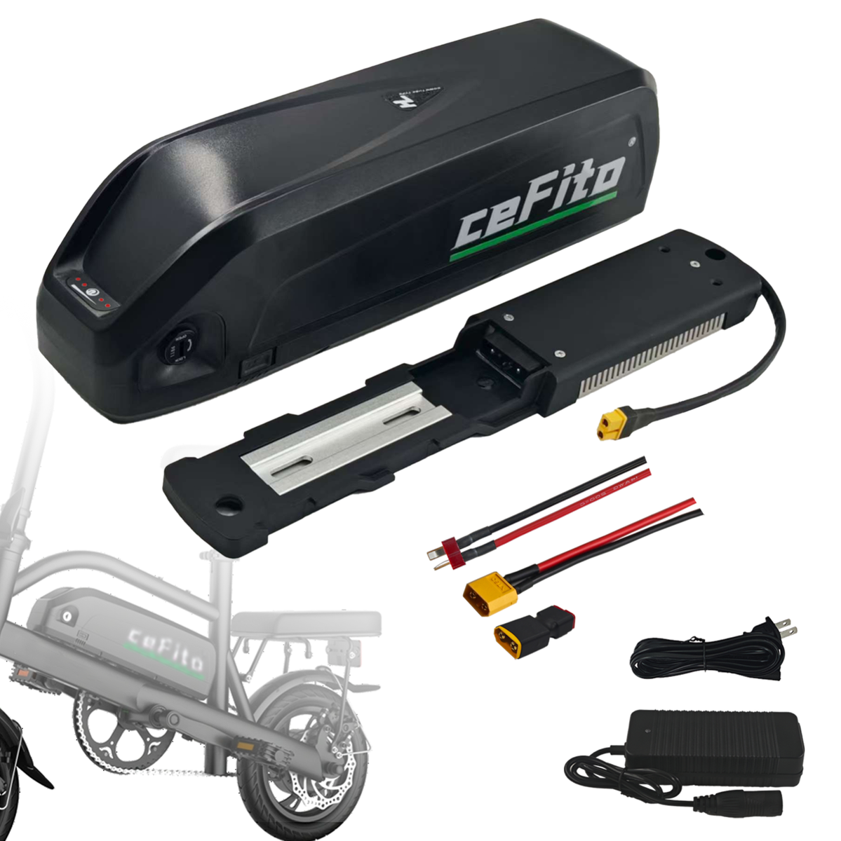 48V 20Ah 16Ah 10Ah Battery with 30A BMS, 5-Pin Base Connector, 2A