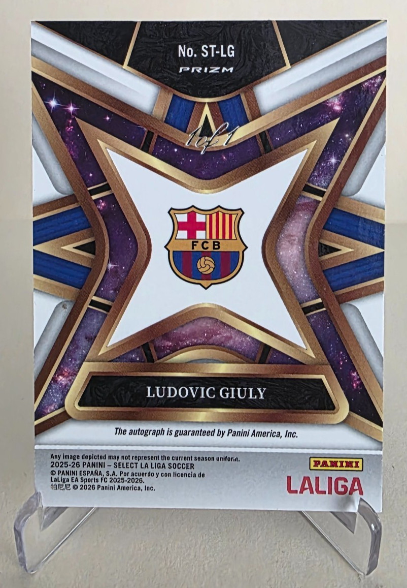 2025-26 PANINI SELECT LA LIGA LUDOVIC GIULY STARS BLACK PRIZM AUTO Ser #1/1 view 2