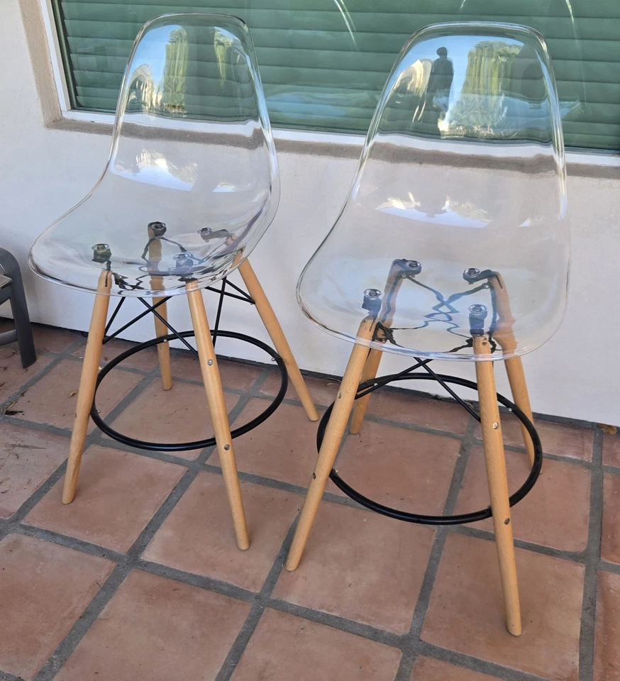 Набор из 2 современных пластиковых ножек барного стула Dover середины века из букового дерева в стиле Eames - Изображение 3 из 4