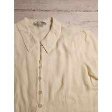 Vintage Impressions of California Blouse Womens 10 Cream Button Up USA Made 90s