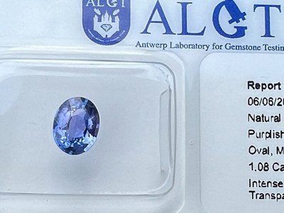Intense Purplish Blue Sapphire -  1.08 Cts. - original ALGT Report and sealed