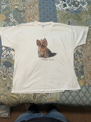 Vintage Yorkshire Terrier Dog T Shirt 2XL Jerzees Graphic Tee Y2K Animal Pet