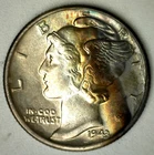 1943 Mercury Dime 10c Silver TONED Uncirculated