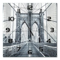 Glasuhr Als Dekorative Glas-Wanduhr Brooklyn Bridge Schwarze Zeiger 60X60 Cm