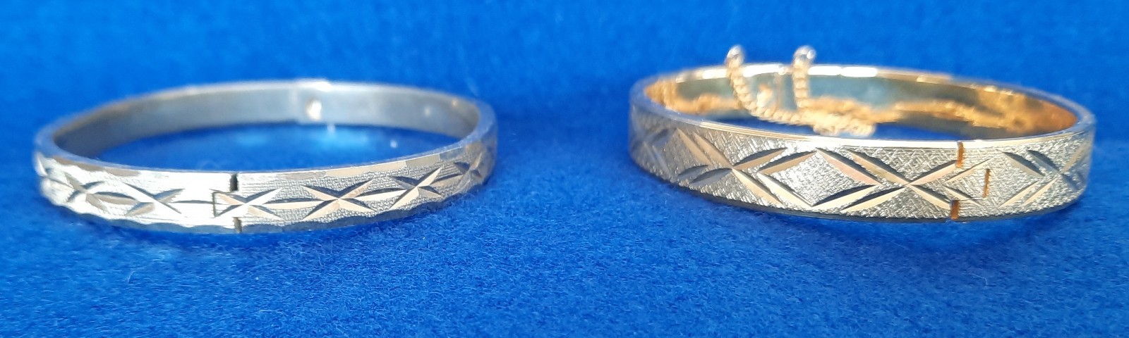 Pair Vintage Solid Hinged Bracelets - image 1