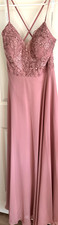 Azazie Sonya Dusty Rose Lace Chiffon Long Bridesmaid Dress Custom Size 0533