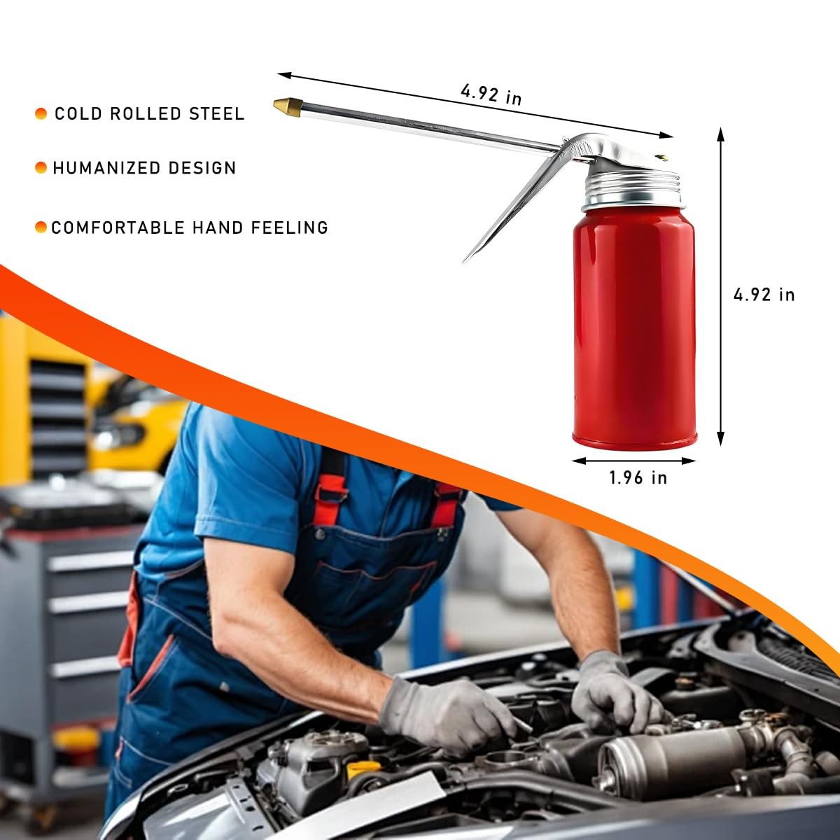 2 Pcs 200ml High-Pressure Metal Oil Can Pump Oiler Bottle with Spout for Cars