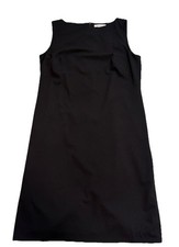 Liz Claiborne Sheath Dress Womens 12 Black Sleeveless Zip Detail Career Midi